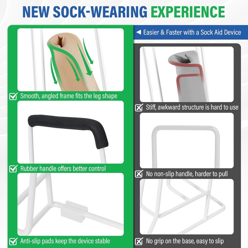 Hiumtree Stocking Donner – Compression Sock Aid for Seniors, Adaptive Dressing Helper for Putting on Socks, Medium Calf Tool (<18") Fits JOBST, SB SOX, CHARMKING - Image 4